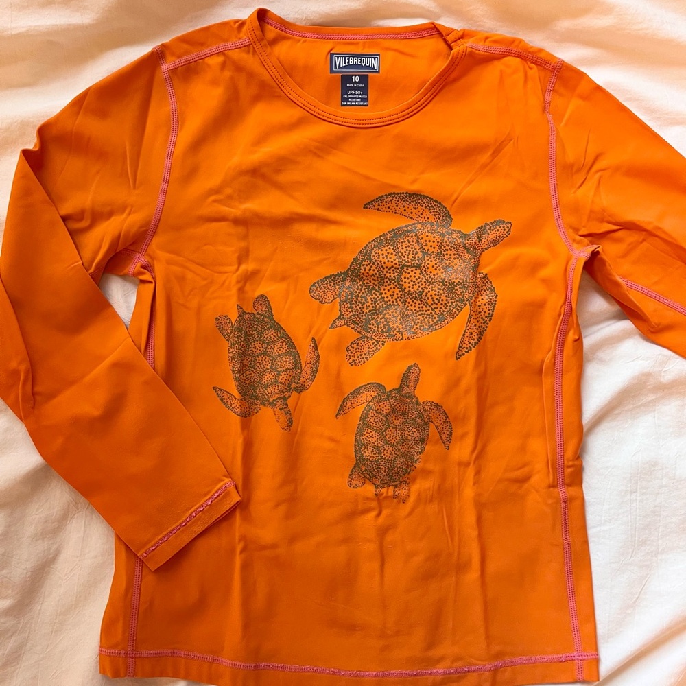 Villebrequin Orange Turtle Long Sleeve Rashguard